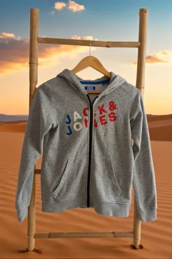 Veste gilet à capuche gris intérieur moletonné Jack & Jones 12 ans 152 cm