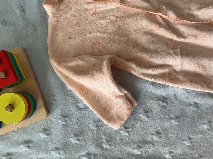 pyjama grenouillère en velours abricot à motifs ouverture devant 6 mois - photo numéro 7