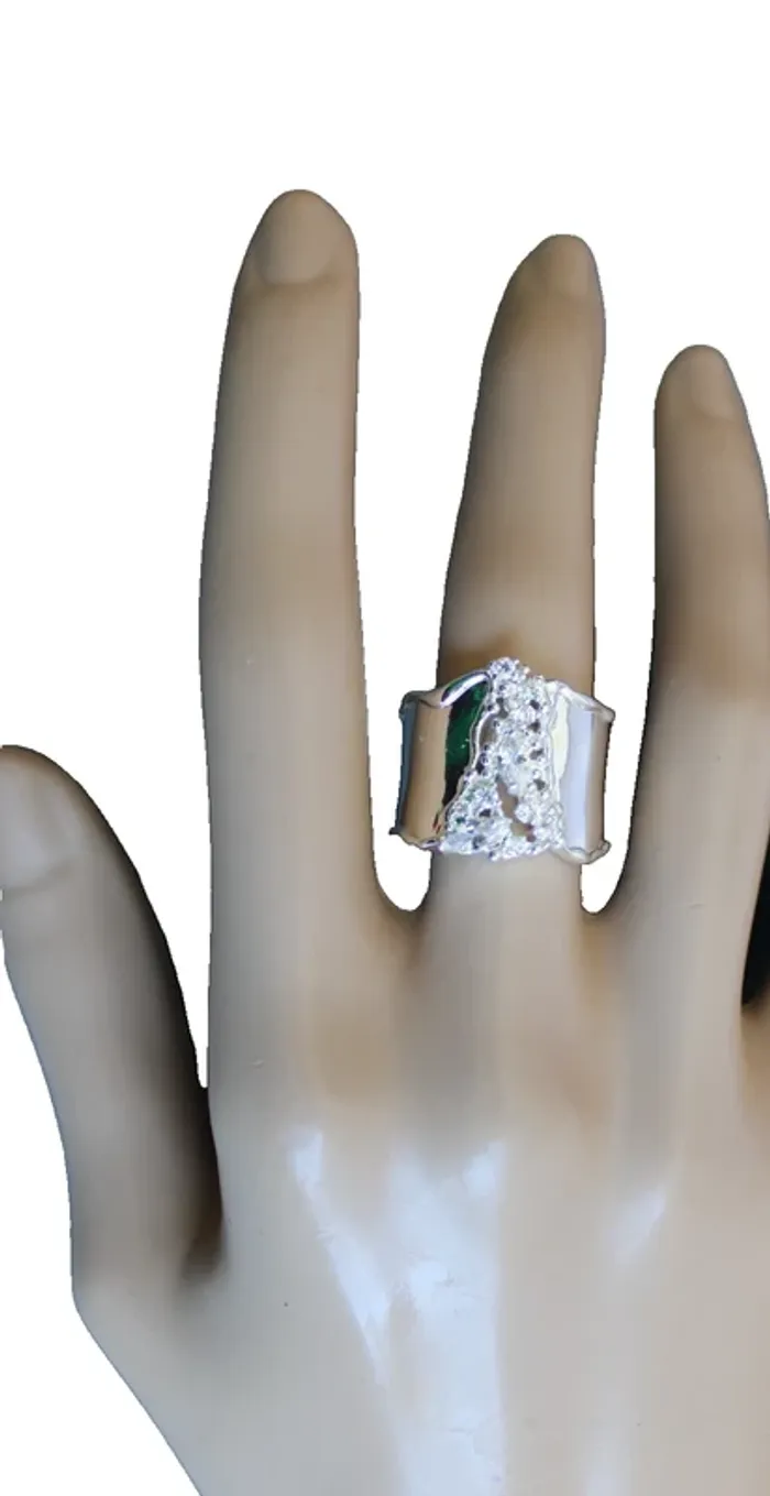 bague argent 925 + Pierre de lune synthétique taille 8 = France 57 = 18.1 mm - photo numéro 3