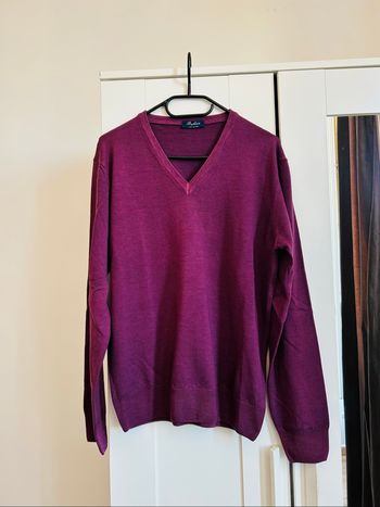 Pull violet uni Col V Homme Barbieri Taille L