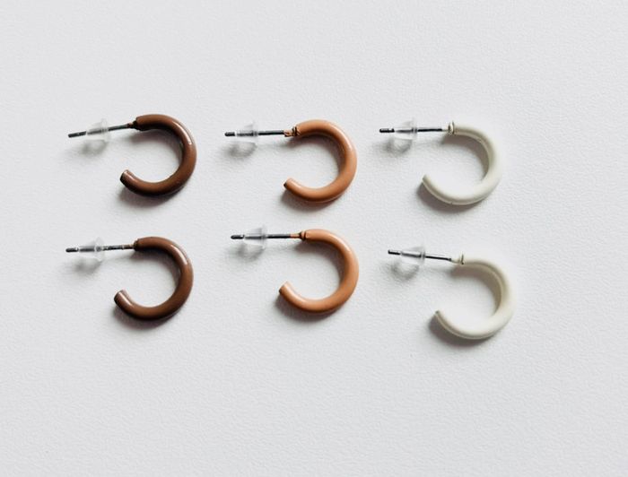 Lots de 3 paires de boucles d’oreilles (marron/beige/crème)