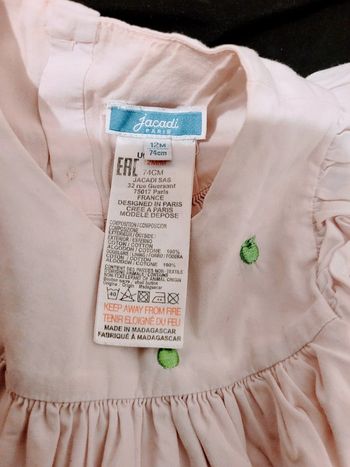 Robe jacadi 12 mois
