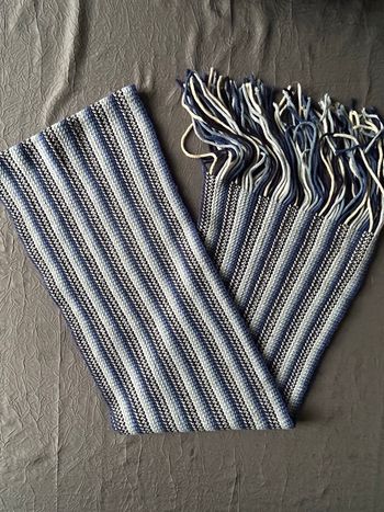 Longue écharpe rayée à franges 