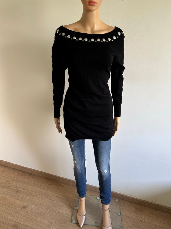 Pull noir asymétrique à manches longues Liu Jo taille M TBE - photo numéro 3