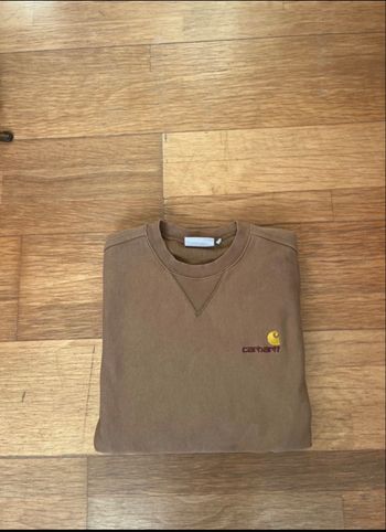 Sweat Carhartt /american script/taille S / Crewneck/logo brodé marron