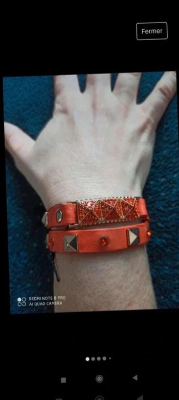 Bracelet pression  orange  dore