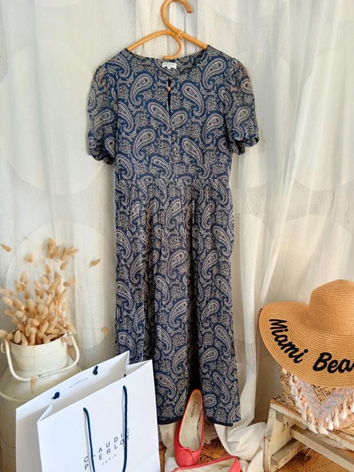 Claudie Pierlot | Robe Rizalde  bleu Et noir | t. 36 - photo numéro 5