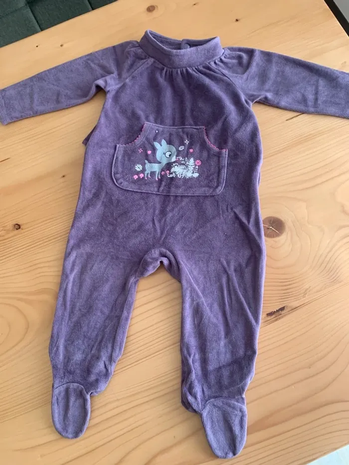 Pyjama velours violet – 12 mois