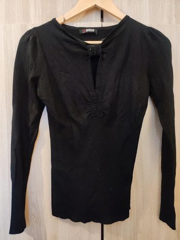 Pull noir strass ceintrée T 36 Morgan de toi