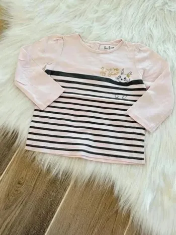 Joli tee shirt manche longue marinière 24 mois fille