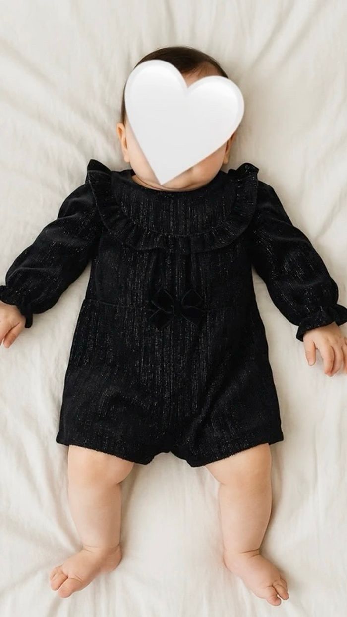 Combishort noir pailleté 6 mois Kiabi