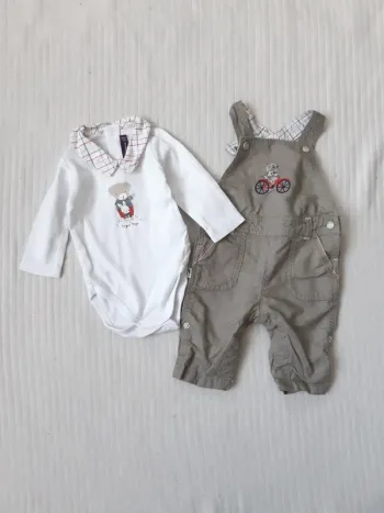 Ensemble body manches longues et salopette Sergent Major 3 mois