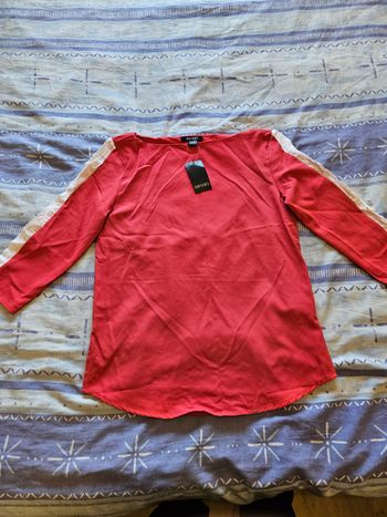 Blouse manche 3/4 bande blanche manche