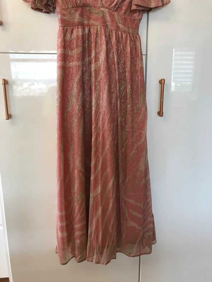 Robe longue d’été soirée rose élégante brillant - photo numéro 2