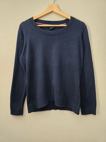 Pull Tommy Hilfiger col rond bleu marine M motif ajouré / chic casual