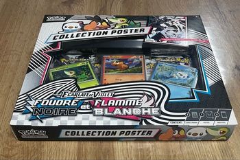 Pokémon coffret collection poster Unys écarlate et violet flamme blanche et foudre noir Ev 10.5