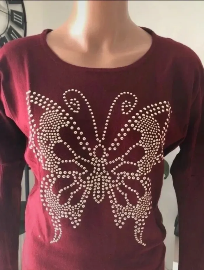 Beau pull bordeaux taille unique 36 - photo numéro 3