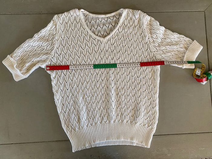 Tee shirt maille vintage crème blanc cassé taille 38 - photo numéro 13