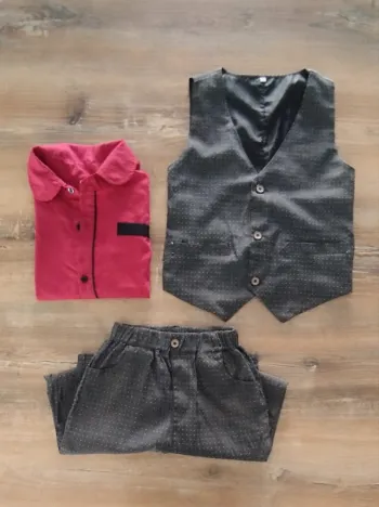 Ensemble 3 pièces garçon chemise, pantalon et haut