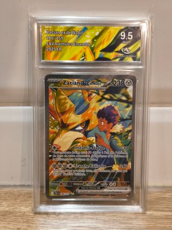 Pokémon Zacian de Nabil ex 186/159 Collect Aura 9.5 Mint+ Aventure Ensemble EV9