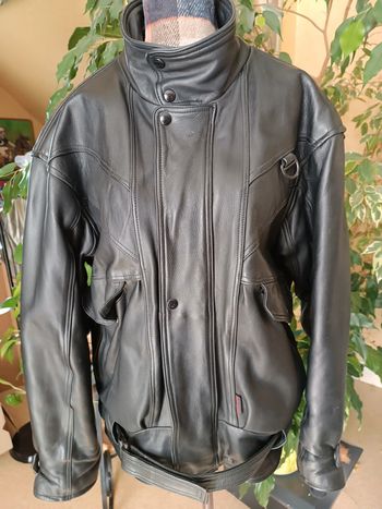 Blouson moto noir en cuir