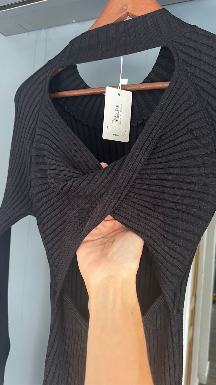 Robe longue noire côtelée Kilky S/m - photo numéro 4