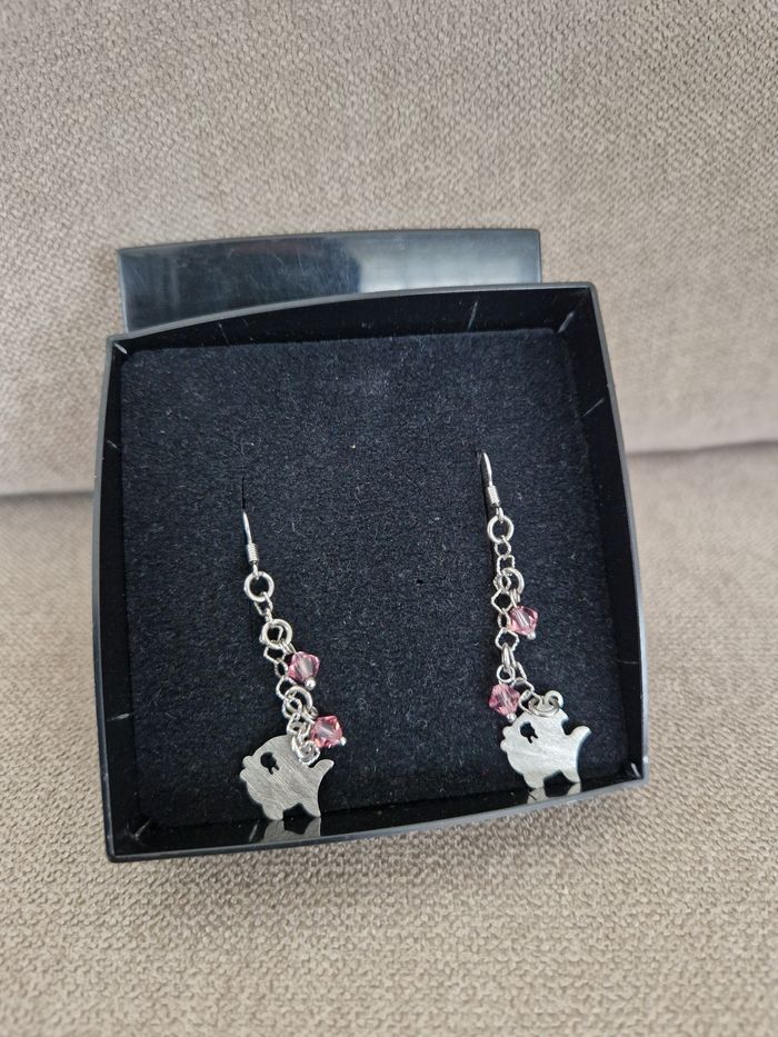 Boucles d'oreilles pendantes poissons argent 925/1000 - photo numéro 3