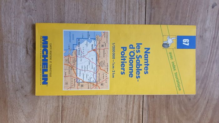 Vintage carte routière Michelin France Nantes Les Sables d Olonne Poitiers numéro 67