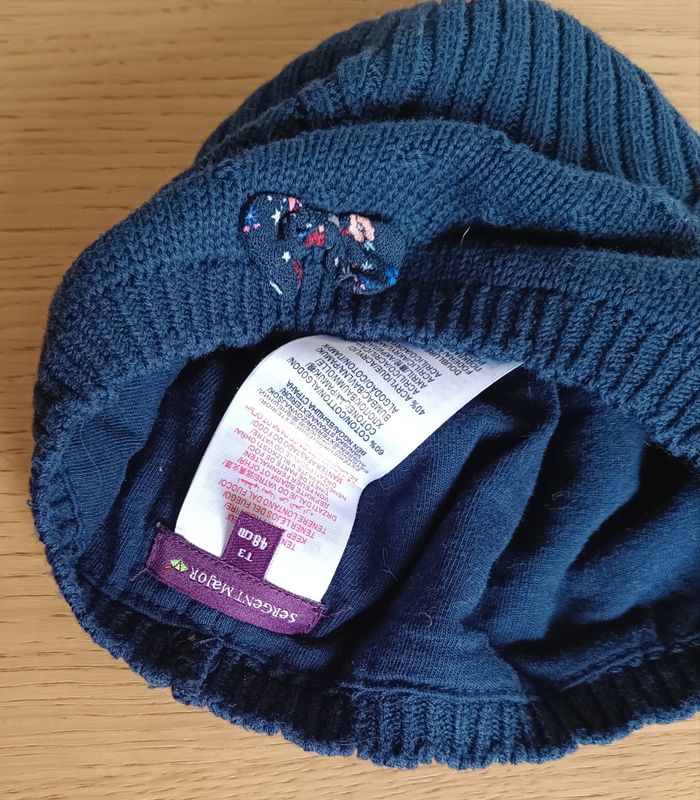 Bonnet Sergent Major doublé bleu marine taille 3 48 cm fille - photo numéro 5