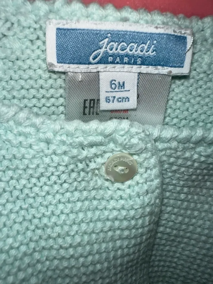 Gilet brassière cardigan maille chaude vert eau Jacadi - photo numéro 2