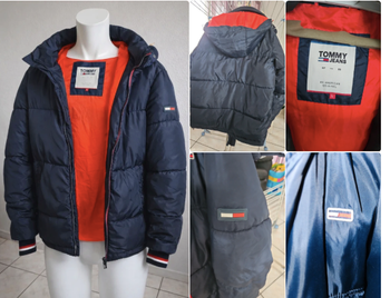 Doudoune Tommy Jeans / Tommy Hilfiger bleu marine capuche – Taille L L·Très bon état·Tommy Hilfiger