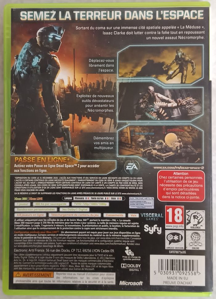 Dead Space 2 / XBOX 360 / Complet / 2 CD / PAL FR - photo numéro 2