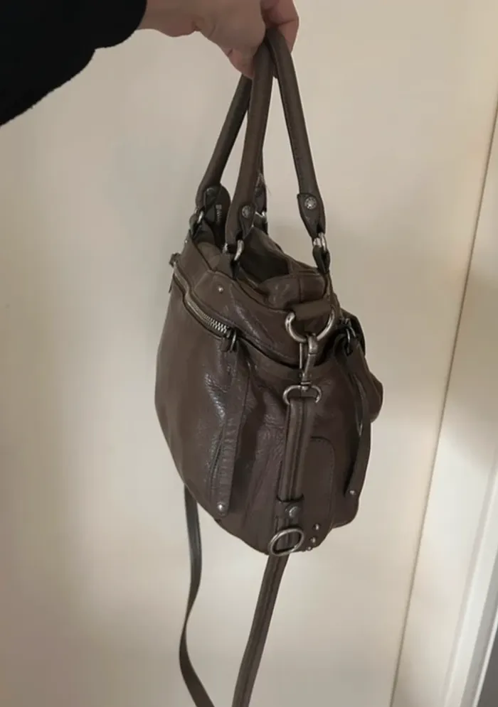 Lancaster sac bandoulière cuir gris femme soft, vintage Nova - photo numéro 2