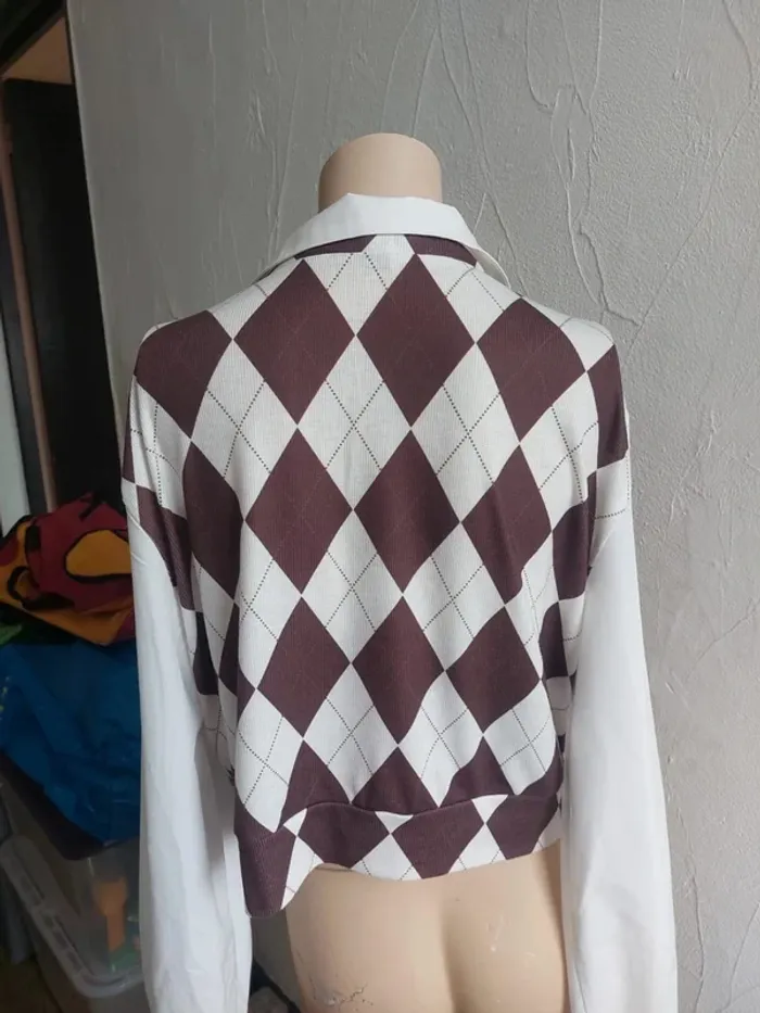 Pull vintage à losanges Taille L - photo numéro 5