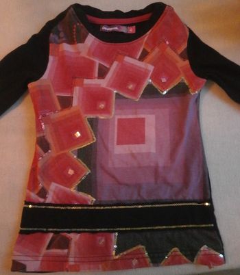 T-shirt longues manches Desigual noir et déco filles