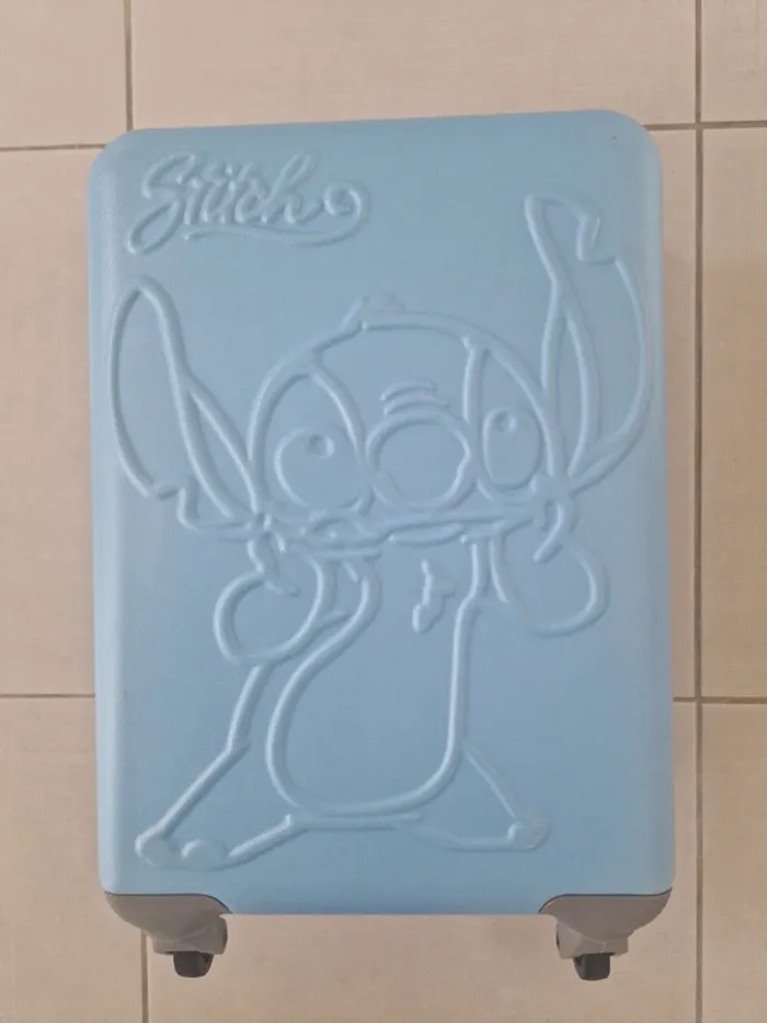 Valise de cabine rigide à roulette Stitch Disney bleu