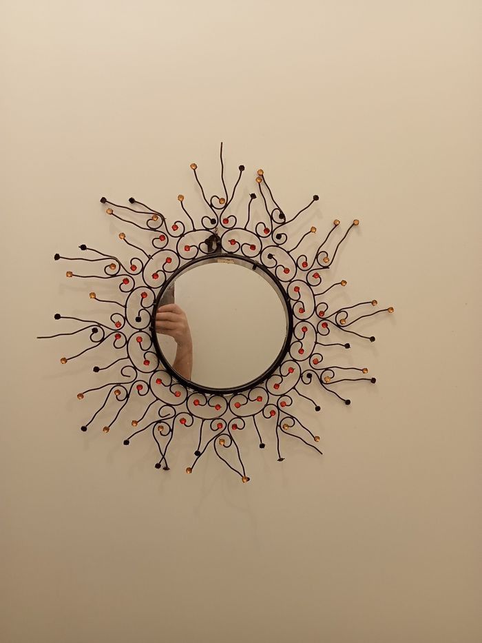 Lot cadres toile colorés + miroir soleil - photo numéro 2
