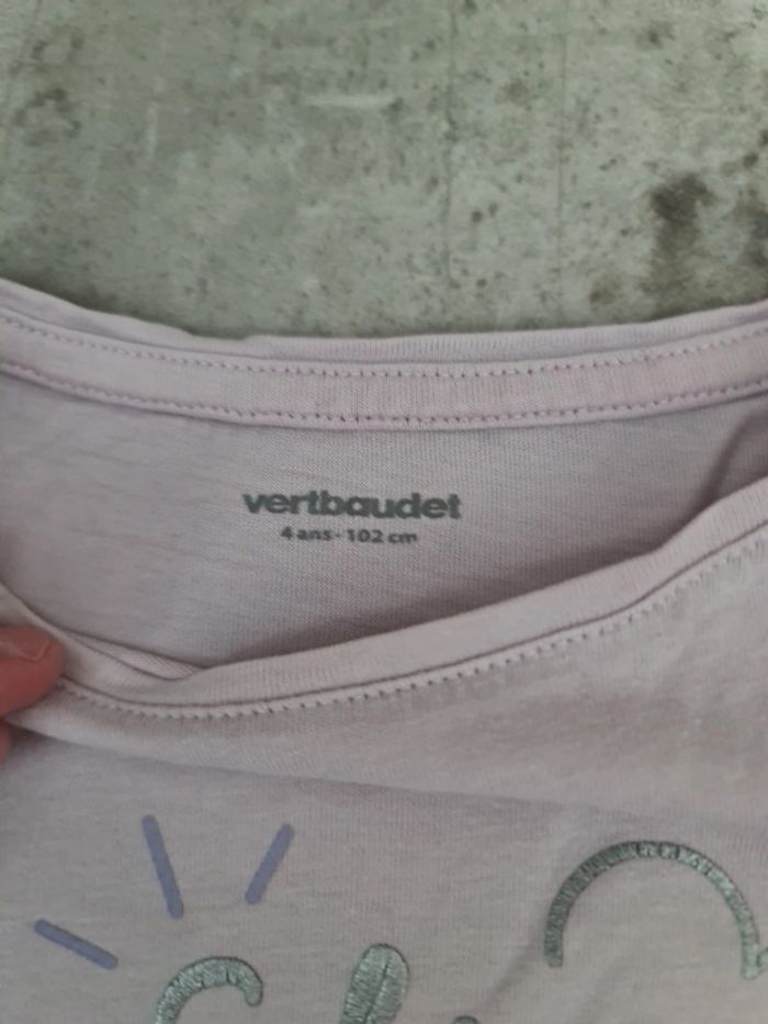 T shirt Manches courtes violet fille 4 ans vertbaudet - photo numéro 2