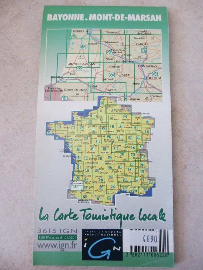 Carte IGN n° 62 Top 100 Bayonne – Mont-de-Marsan 1:100000 - photo numéro 2