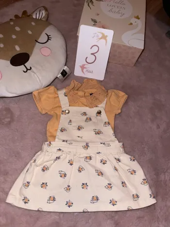 Ensemble body et robe salopette sergent major 3mois
