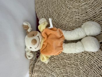 Doudou chien marionnette orange, jaune, Kimbaloo, La Halle