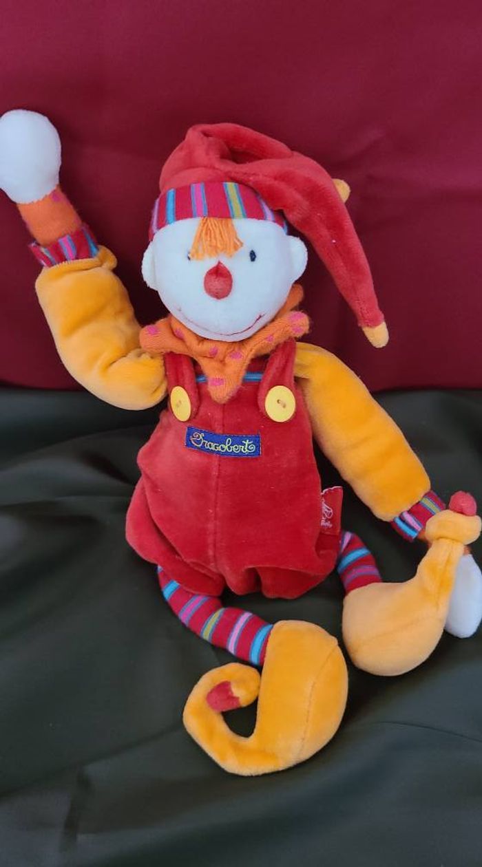 Doudou Capucin clown MOULIN ROTY Dragobert rouge orange 32 cm - photo numéro 2