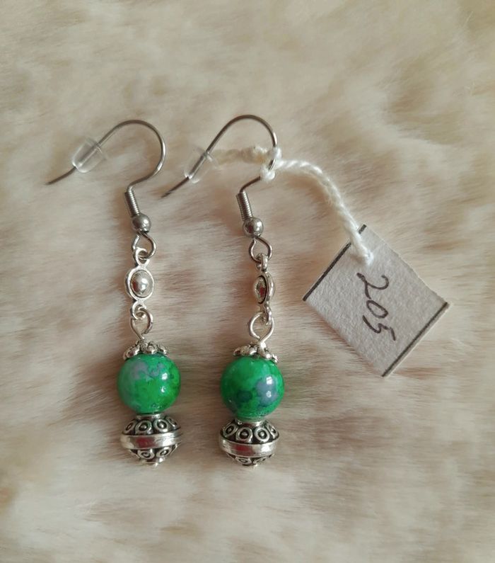 Boucles d'oreilles perle acier et verre