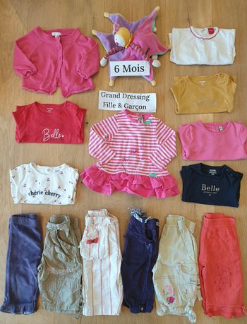 Lot vêtements bébé fille 6 mois kiabi orchestra obaïbi 3 pommes et grain de malice