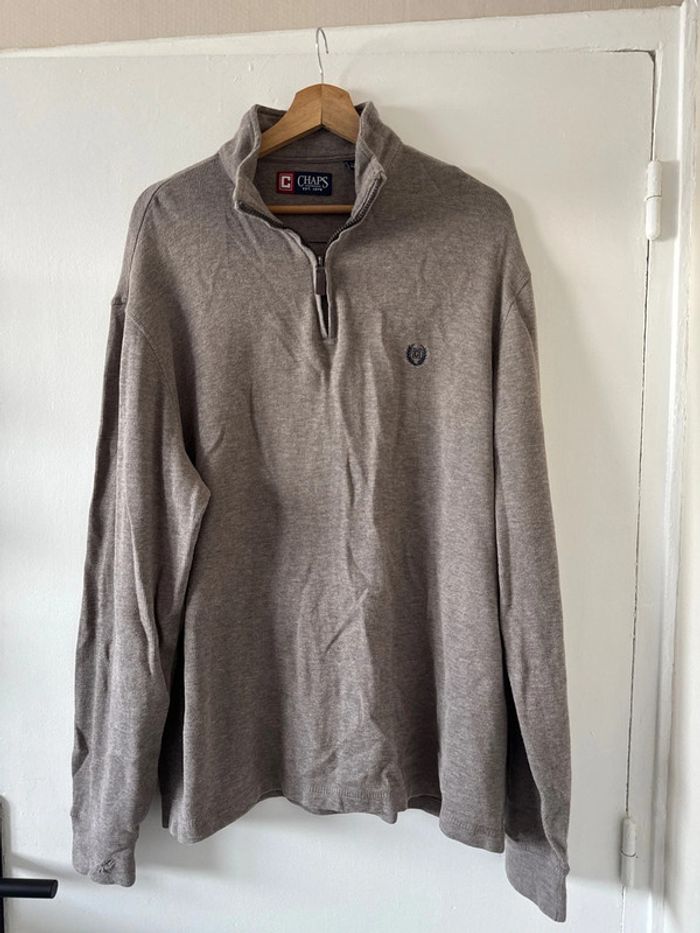 Pull zippé col montant Chaps beige – Taille XL – Bon état