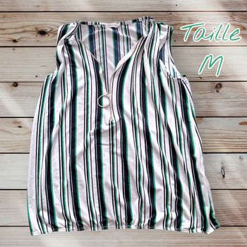 💚 Top rayé sans manches – fluide & moderne Cache-Cache 💚