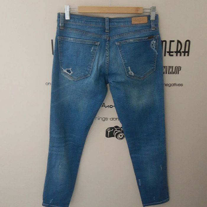 Jean bleu slim fit Zara woman premium denim troué taille 40 - photo numéro 3