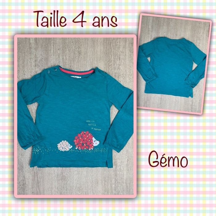 T-shirt ML motif hérisson taille 4 ans