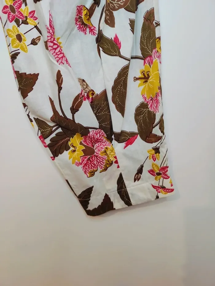 Pantalon fleuri Vintage 80's paperbag - photo numéro 4