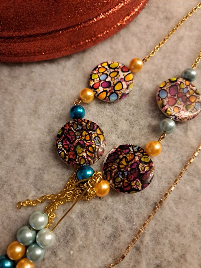 Lot de colliers multicolore doré - photo numéro 10